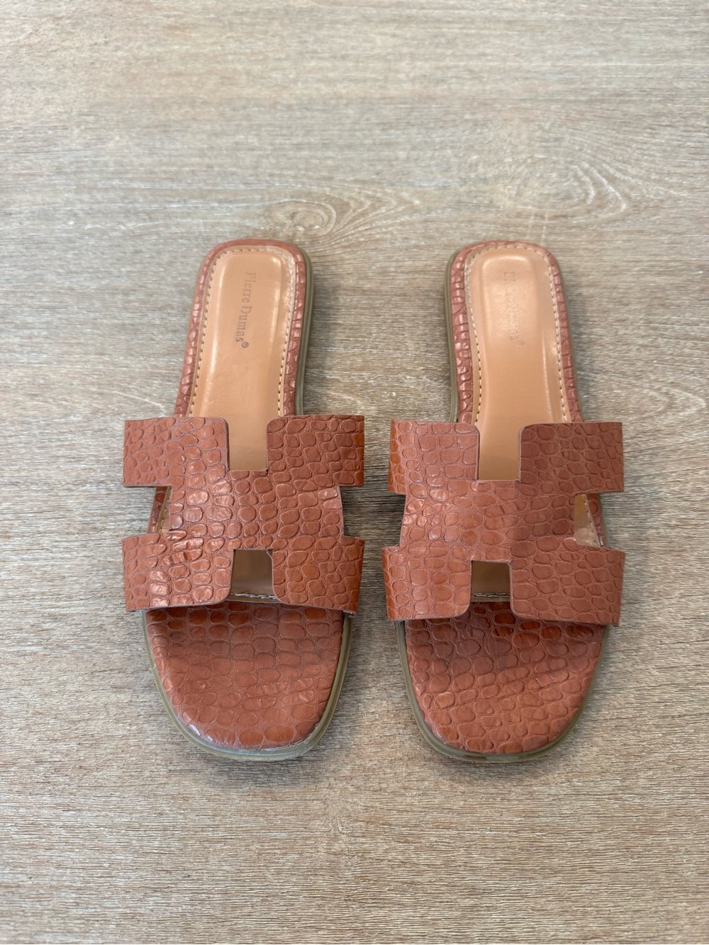 Women’s Brown H Slide Sandals - Fashion Slides